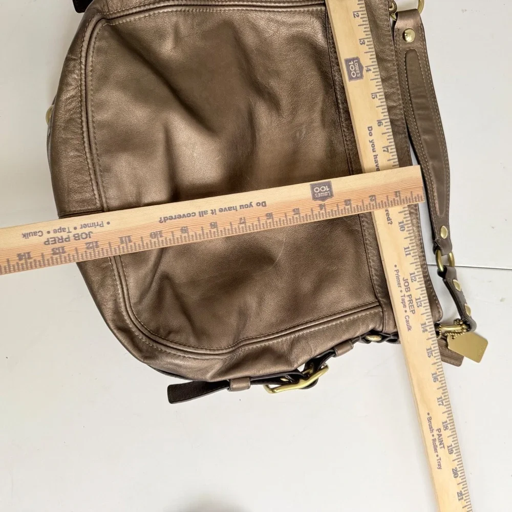 Coach Brown 12669 Bronze Leather Shoulder Bag Purse Womens - Picture 6 of 8